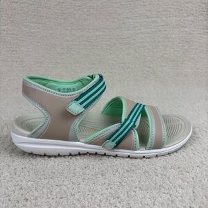 Ryka Sandals Womens 7M Tan Mint‎ Sports Breeze Adjustable Strappy Open Toe Shoe